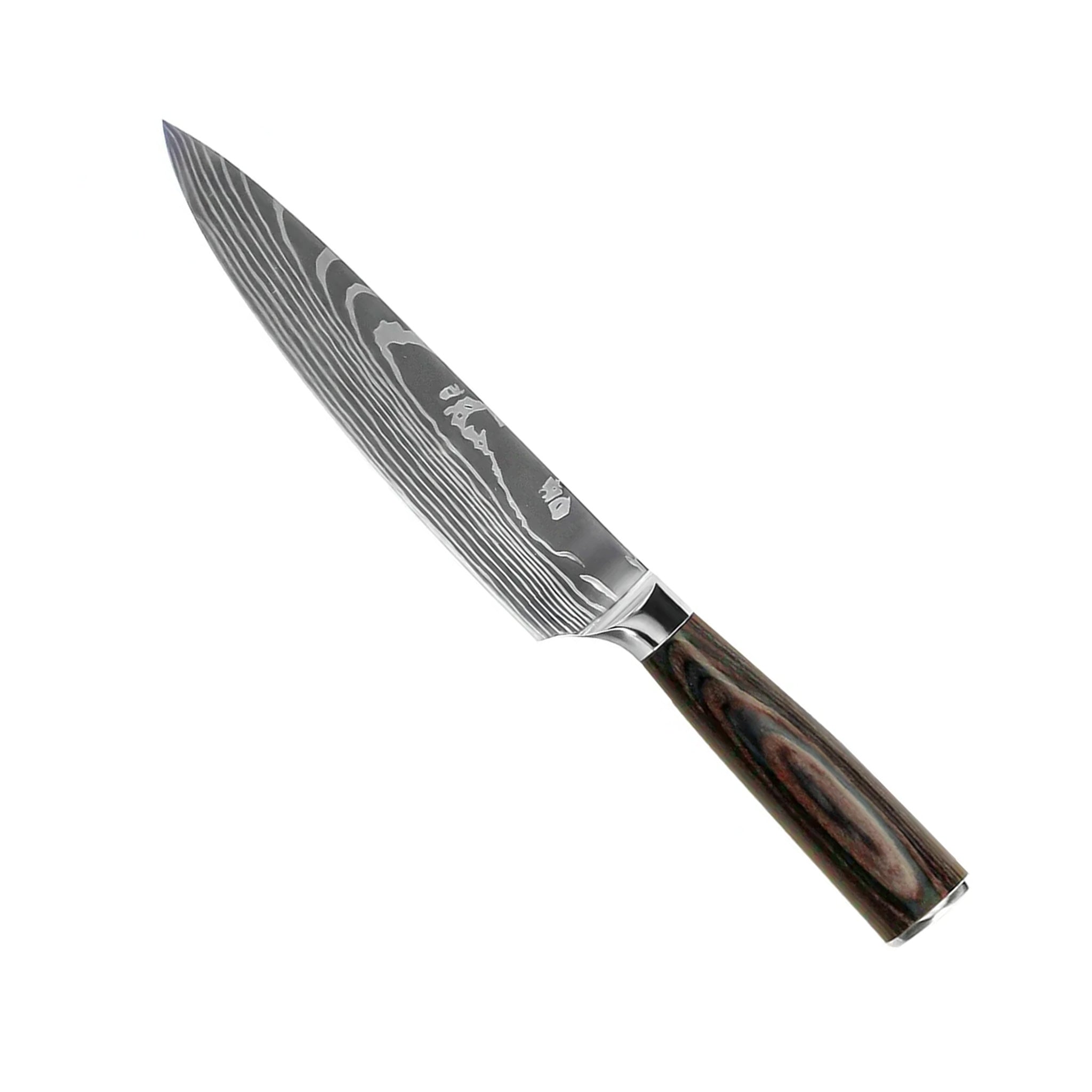 SADA 3 DAMAŠKOVÝCH NOŽŮ – KUCHAŘSKÝ NŮŽ + SANTOKU + LOUPACÍ NŮŽ