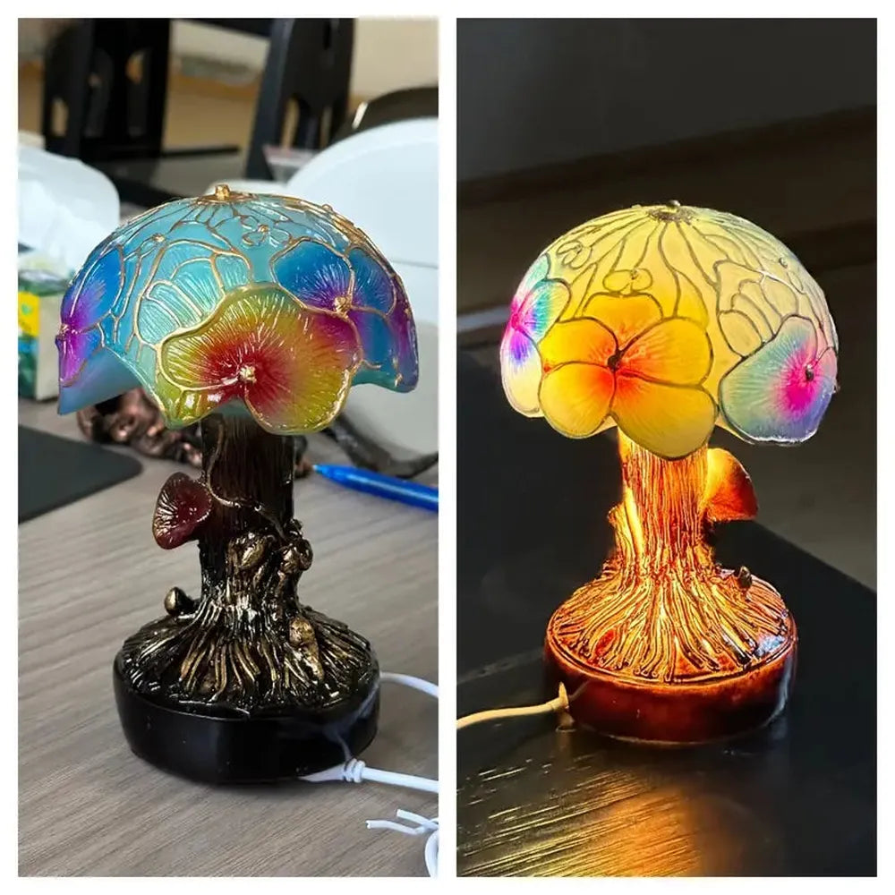 Květinová boho lampa s houbami