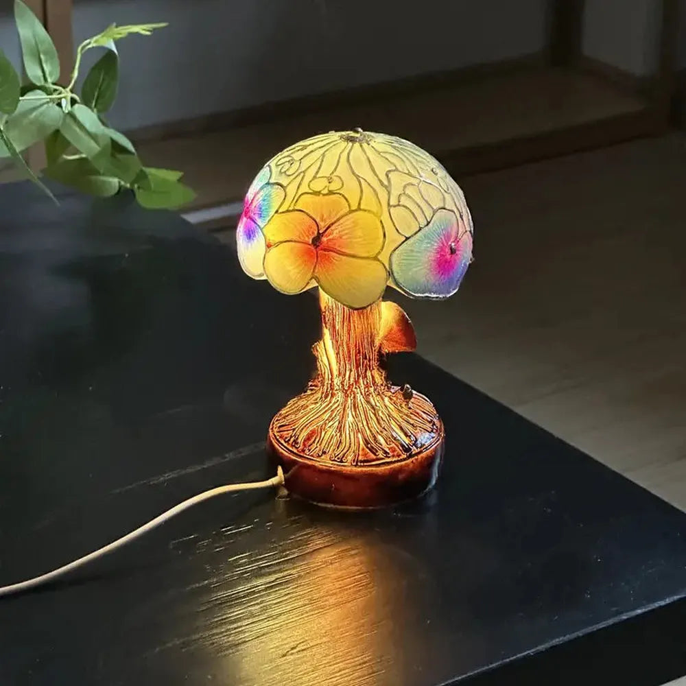 Květinová boho lampa s houbami