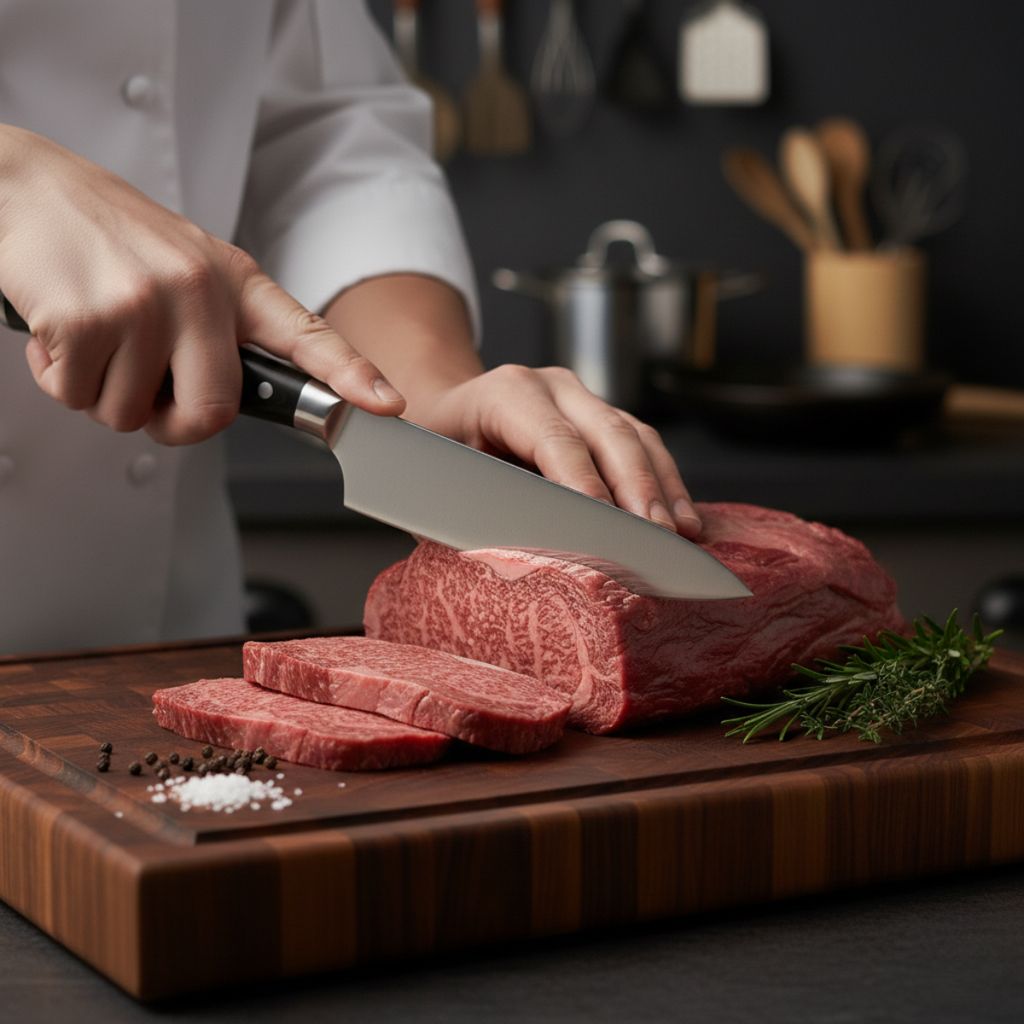 Ručně tepaný japonský nůž šéfkuchaře – přesná čepel 20 cm