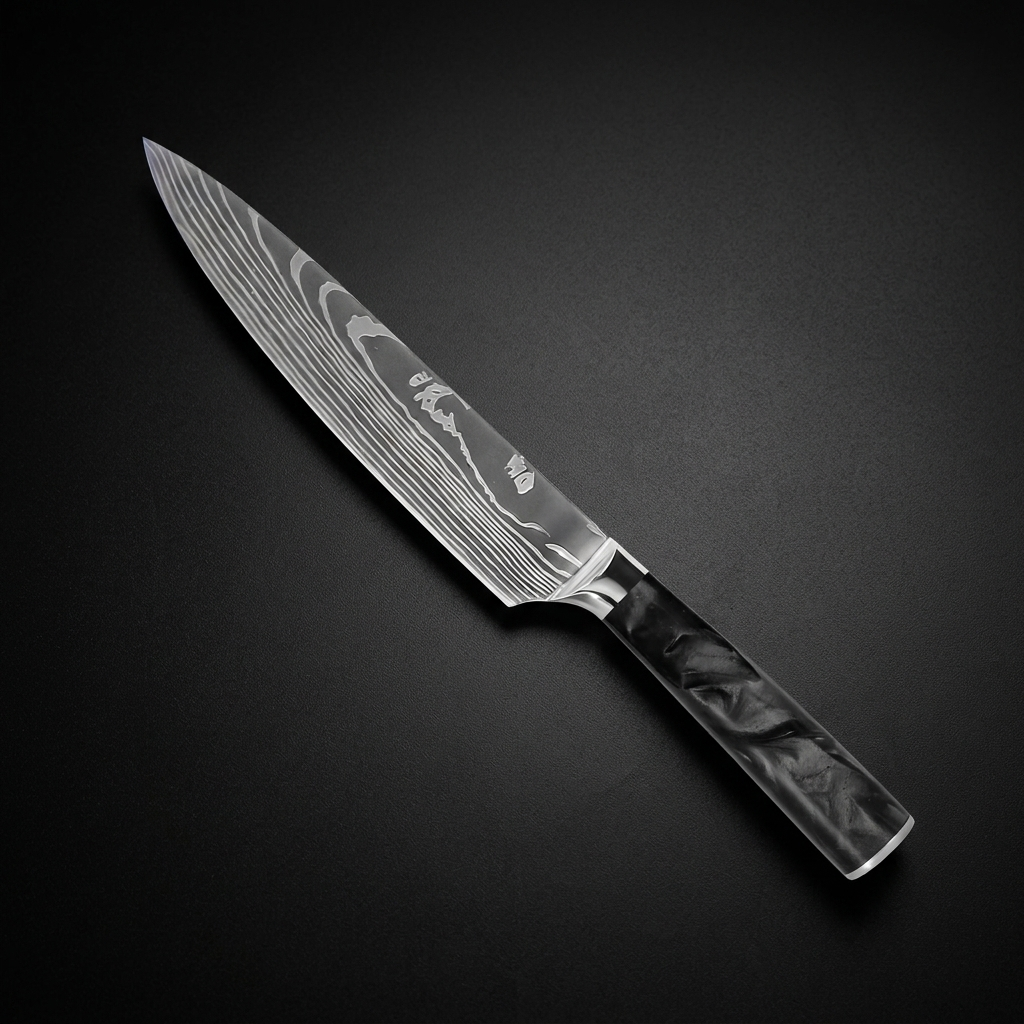 Damaškový nůž šéfkuchaře 20 cm – Epoxidová rukojeť Onyx