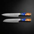 SADA 2 DAMAŠKOVÝCH NOŽŮ – KUCHAŘSKÝ NŮŽ + SANTOKU (KOLEKCE NEPTUN)